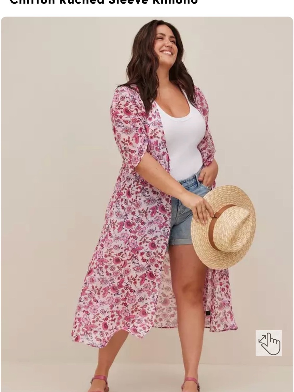 torrid EUC Pink Floral Chiffon Open Kimono